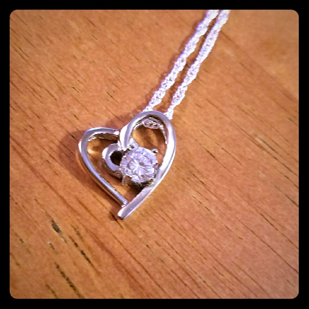 Silver Heart Crystal Necklace